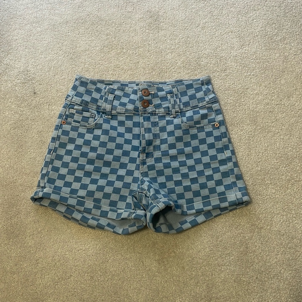 Checker print jean shorts size 5